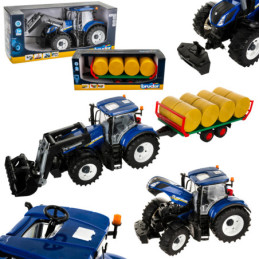 Bruder New Holland T7.315 Трактор с товарач + ремарке за бали Bruder 03121 02220