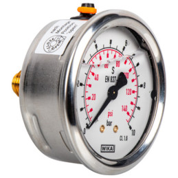 Манометър Fi 63 Bsp 1/4 заден обхват 0-10 бара Wika